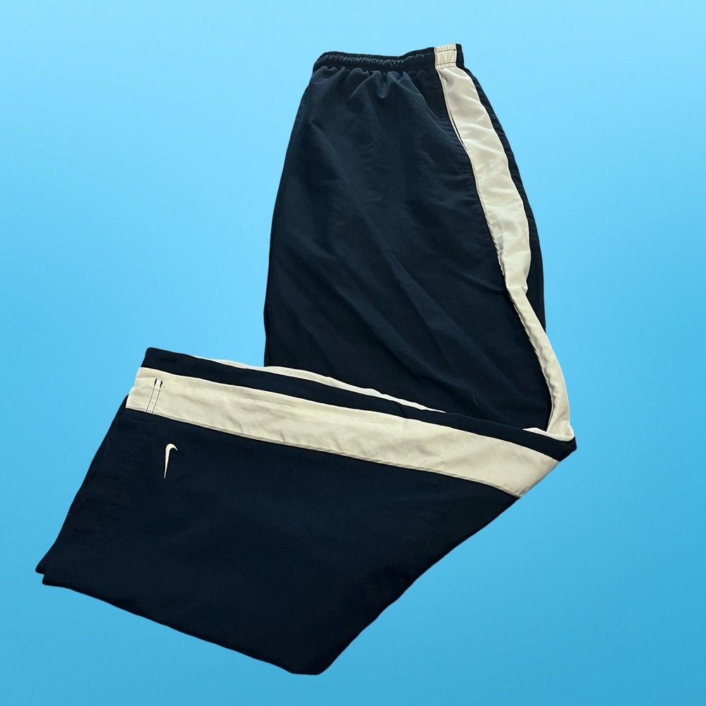 Y2K Nike Men's XL Navy/White 2pc Tracksuit Full Zip Jacket Pants Pockets - Picture 6 of 9
